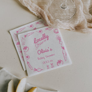 Serviette En Papier Dessiné rose Localement Cultivé Fille Bébé Douche 
