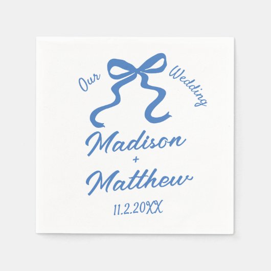 Serviette En Papier Dessins à main Doodles Ribbon Bow Mariage (Devant)