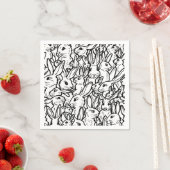 Serviette En Papier Dessins de lapin noir et blanc Design lapin modern (En situation)