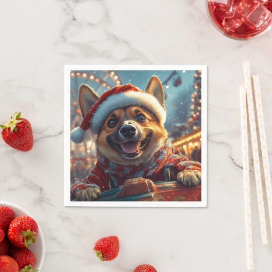 Serviette En Papier Dessous de verre roulette de chien Malinois belge  (En situation)