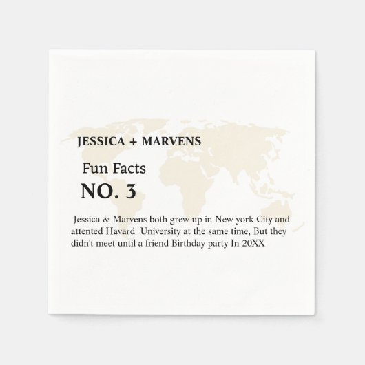 Serviette En Papier Destination Fun fact mariage, dîner de répétition (Devant)
