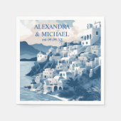 Serviette En Papier Destination Grèce Mariage Santorin (Devant)