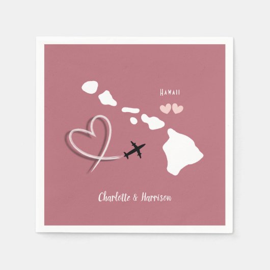 Serviette En Papier Destination Mariage Hawaii (Devant)