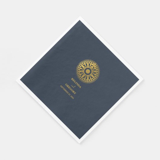 Serviette En Papier Destination Mariage Passeport Compass Mariage Fave (Coin)