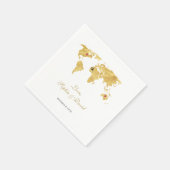 Serviette En Papier Destination Romantique Mariage Gold World Carte (Coin)