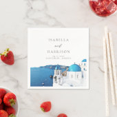 Serviette En Papier Destination Skyline SANTORINI GRÈCE (En situation)