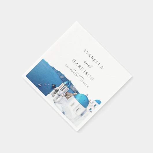 Serviette En Papier Destination Skyline SANTORINI GRÈCE (Coin)