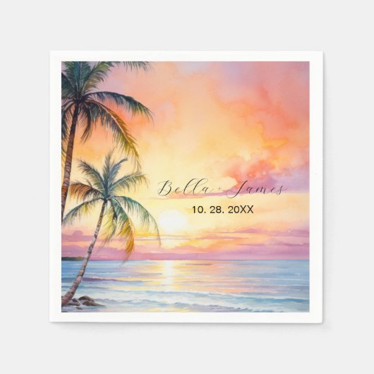 Serviette En Papier Destination Sunset Beach Wedding (Devant)