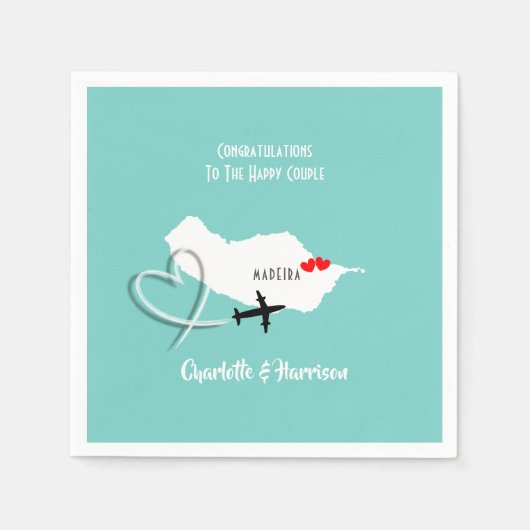 Serviette En Papier Destination tropicale Mariage Madère (Devant)