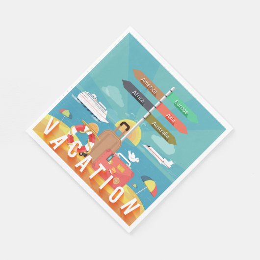 Serviette En Papier Destinations de vacances (Coin)