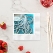 Serviette En Papier Détails de l'aquarelle bleu octopus (En situation)