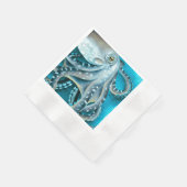 Serviette En Papier Détails de l'aquarelle bleu octopus (Coin)