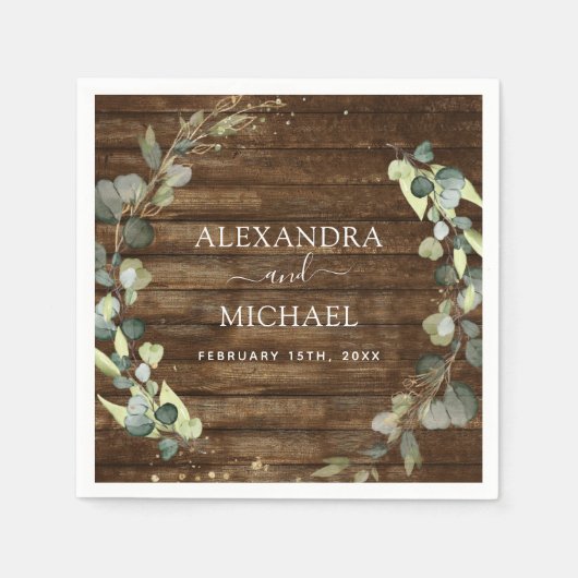 Serviette En Papier Détails du mariage Eucalyptus Rustic Country Green (Devant)