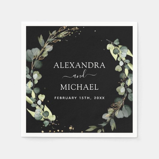 Serviette En Papier Détails du mariage Eucalyptus Vert Succulent (Devant)