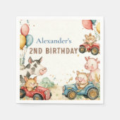 Serviette En Papier Deux animaux de ferme rapides 2e anniversaire (Devant)