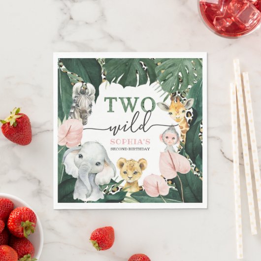 Serviette En Papier Deux animaux sauvages Safari 2e serviettes d'anniv (En situation)