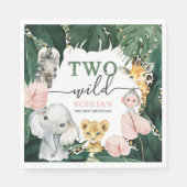 Serviette En Papier Deux animaux sauvages Safari 2e serviettes d'anniv (Devant)