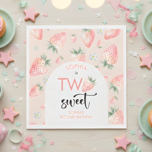 Serviette En Papier Deux anniversaire de enfant de fraise sucrée