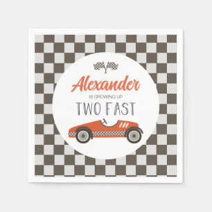 Serviette En Papier Deux Anniversaire de voiture de course rouge rapid