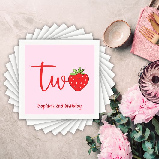Serviette En Papier Deux Anniversaire Fraise