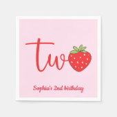 Serviette En Papier Deux Anniversaire Fraise (Devant)