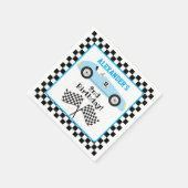 Serviette En Papier Deux Anniversaire Garçon Bleu Course Rapide Voitur (Coin)