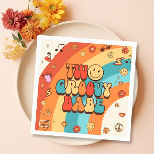 Serviette En Papier Deux Babe Retro Super Rainbow 2e fête d'anniversai