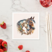 Serviette En Papier Deux beaux chevaux Boho occidental (En situation)