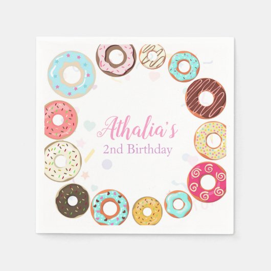 Serviette En Papier Deux beignets mignons doux 2e papier d'anniversair (Devant)