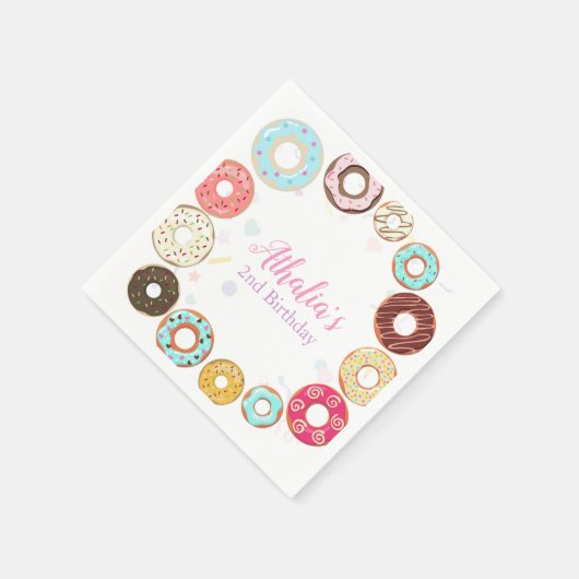 Serviette En Papier Deux beignets mignons doux 2e papier d'anniversair (Coin)