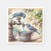 Serviette En Papier Deux Bluebirds sur un Faucet (Devant)