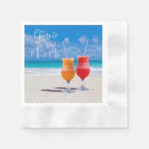 Serviette En Papier Deux Boissons Sunny Beach Accueille Texte Personna
