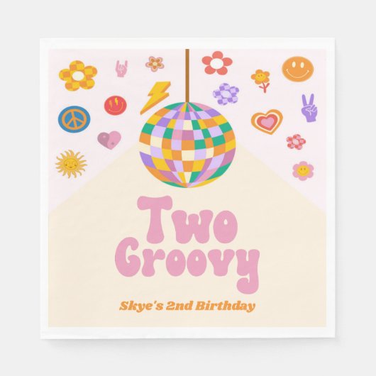 Serviette En Papier Deux boules Disco Super 2e fête d'anniversaire (Devant)