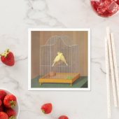 Serviette En Papier Deux Canaries en cage (par Antonio Donghi) (En situation)