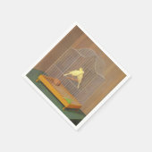 Serviette En Papier Deux Canaries en cage (par Antonio Donghi) (Coin)