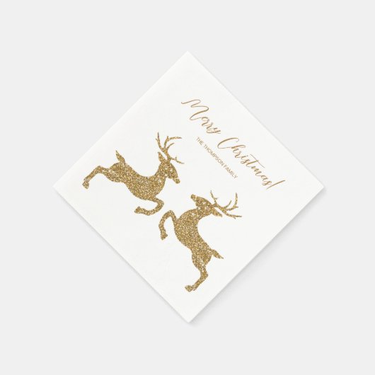 Serviette En Papier Deux Cerfs En Faux Parties scintillant Jaune Regar (Coin)