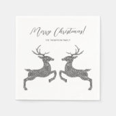 Serviette En Papier Deux Cerfs En Parties scintillant Argent Faux Avec (Devant)