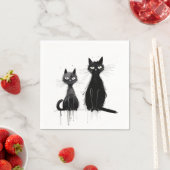 Serviette En Papier Deux chats noirs (En situation)