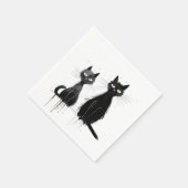 Serviette En Papier Deux chats noirs (Coin)