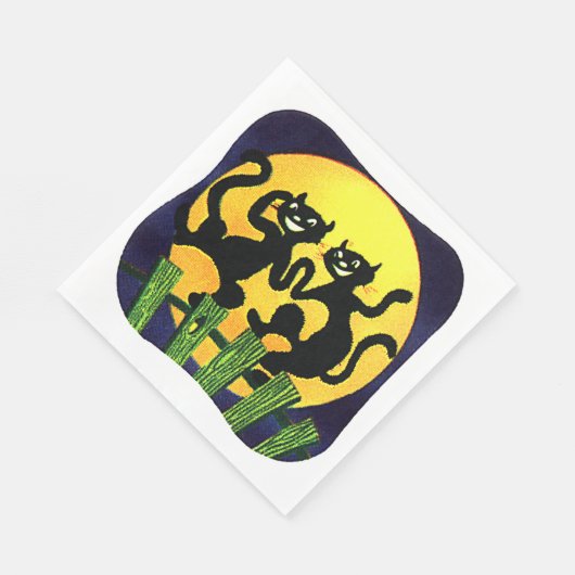Serviette En Papier Deux chats noirs (Coin)