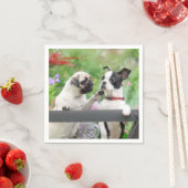 Serviette En Papier Deux chiens par chiot carlin et Boston Terrier ens (En situation)