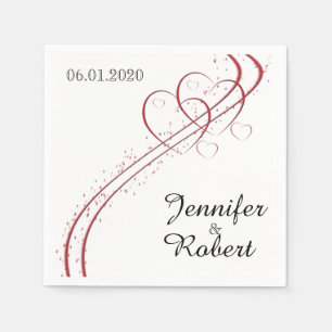 Serviette En Papier Deux Coeurs comme un Mariage Napkin