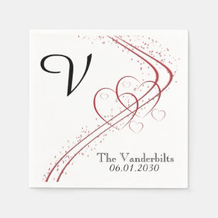 Serviette En Papier Deux Coeurs comme un Mariage Napkin