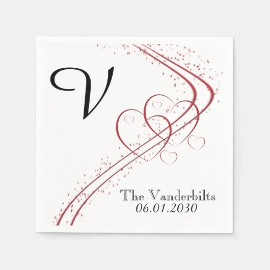 Serviette En Papier Deux Coeurs comme un Mariage Napkin (Devant)