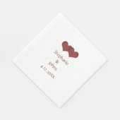 Serviette En Papier Deux Coeurs Couple Mariage Romantique Nom personna (Coin)