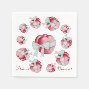 Serviette En Papier deux coeurs d'amour rouge et arc blanc mariage rom