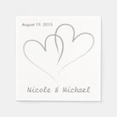 Serviette En Papier Deux coeurs entrelacés Mariage papier serviettes. (Devant)