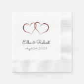 Serviette En Papier Deux coeurs mariage / anniversaire Papier Napkins (Devant)
