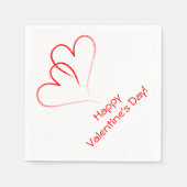 Serviette En Papier Deux coeurs rouges - Heureuse Sainte-Valentin ! (Devant)