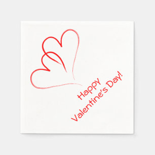 Serviette En Papier Deux coeurs rouges - Heureuse Sainte-Valentin !